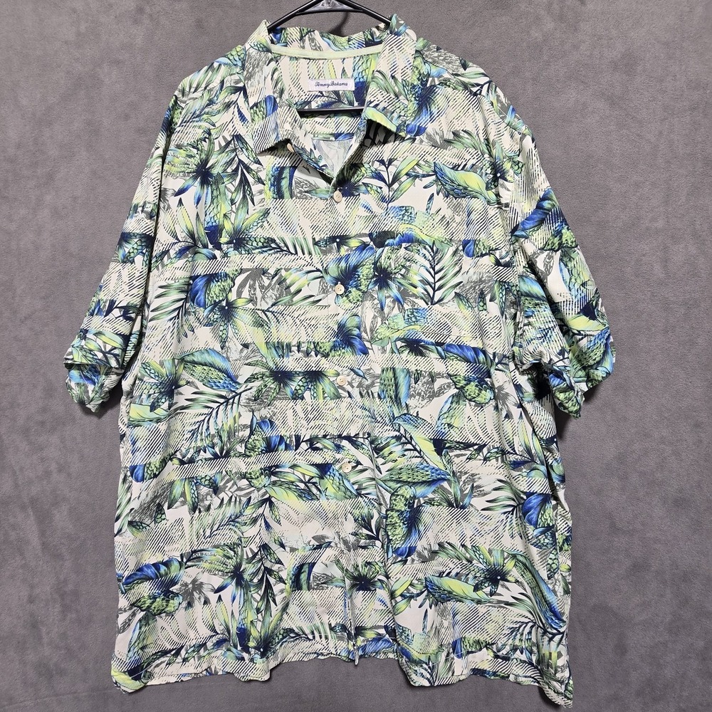 Tommy Bahama Hawaiian Shirt 3XL XXXL 70% Silk  Multicolor Floral‎ Palm Beach